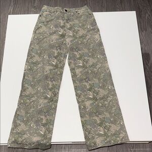 Tree Camo Low Rise Wide Leg Stretch Twill Pants Size 1